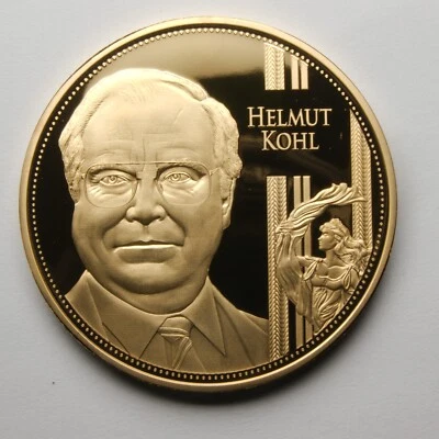 Medaille Helmut Kohl, Zeitzeugen d. 20.Jahrhunderts vergoldet 40mm # - Bild 1 von 4