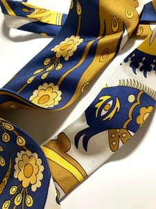 HERMES VINTAGE SCHAL PRINT POP ART KRAWATTE BLUME PFLANZE HIGH END FRANKREICH BLAU - Bild 1 von 20