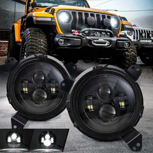 for Jeep Wrangler JL JLU Gladiator 18-20 7" LED Headlights + Brackets Kits Combo - Picture 1 of 12