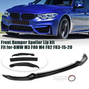 3Pcs Gloss Black CS Style Front Lip Splitter For 2015~2020 BMW F80 M3 F82 F83 M4 - Picture 1 of 11