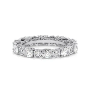 18 Karat Weißgold Ehering Ovalschliff 3,50 kt Laborgefertigter Diamant 3,3 mm Damen - Bild 1 von 10