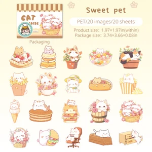 20Pcs Cute Cats PET Stickers Scrapbooking Journal Album Card Decorative Sticker - Picture 1 of 11