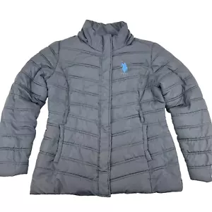 US POLO ASSN Women's Gray Puffer Jacket Insulated Full Zip Sz L *Missing Hood* - Picture 1 of 17