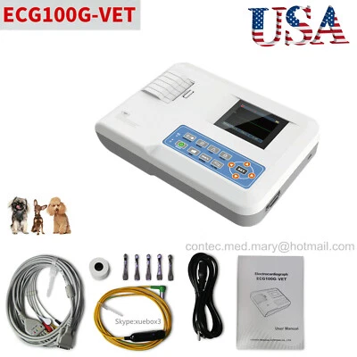 Vet Digital Single Channel 12-lead ECG/EKG machine Electrocardiograph Animal USA - Image 1 of 4