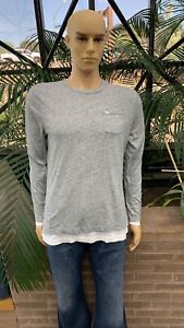 Men’s Abercrombie & Fitch Long sleeve double tee muscle shirt size S gray/white