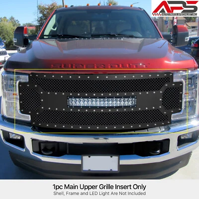 Se adapta a Ford F-250/350 2017-2019 sin cámara delantera superior remache negro rejilla de malla Foto 1 de 4