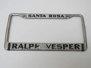 Vintage Ralph Vesper Triumph Santa Rosa CA License Plate Frame Metal Holder Tag - Picture 1 of 4