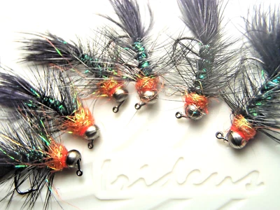 Irideus Gold Excavadora Sanguijuela Streamer Trucha Cabeza de Acero Streamer Pesca con Mosca Moscas Foto 1 de 4