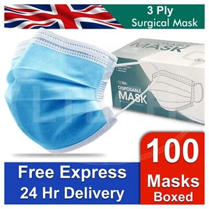 Non Surgical 3 PLY Mask 100% Hygiene Pack 50 100 Masks Breathable Easy Wear - Picture 1 of 10
