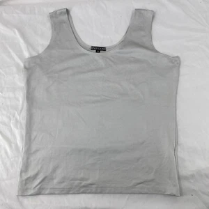 A'nue Ligne Tank Top Women Size L Blouse Light Gray Scoop Neck Sleeveless Shell - Picture 1 of 7