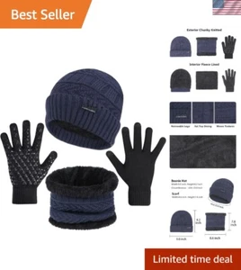 3-Piece Winter Beanie, Scarf & Touchscreen Gloves Set for Men & Women - Picture 1 of 7