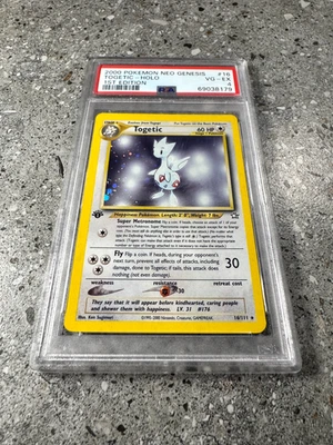 Pokemon TCG 1st Edition Togetic 16/111 Neo Genesis Holo Rare PSA 4 * Swirl * - Image 1 of 4