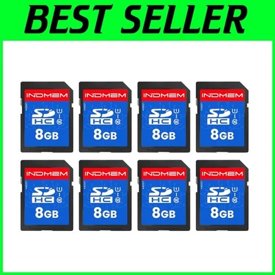 INDMEM 8GB SD Card 8 Pack - Class 10 MLC Flash Memory - Image 1 of 4