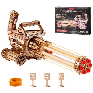 ROBOTIME 3D Wooden Puzzle, Toy Gun with Rubber Band Gun and Gatling Gun, 36-Roun - Picture 1 of 8