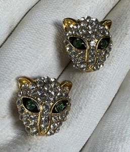✨Aretes de jaguar de oro sobre plata 925 con cabeza de leopardo circonita cúbica verde✨ - Imagen 1 de 9
