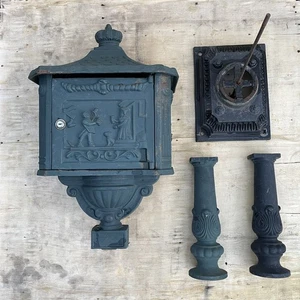 Vintage cast iron victorian mailbox letters antique garden decor mail Box Stand - Picture 1 of 14