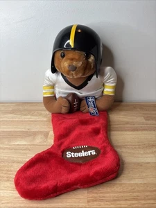 Vintage NFL Football Pittsburgh Steelers Plush Bear Christmas Stocking - Picture 1 of 5