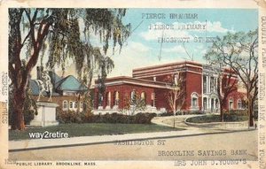 Postal MA Brookline Public Library Washington Street Massachusetts c1910 - Imagen 1 de 2