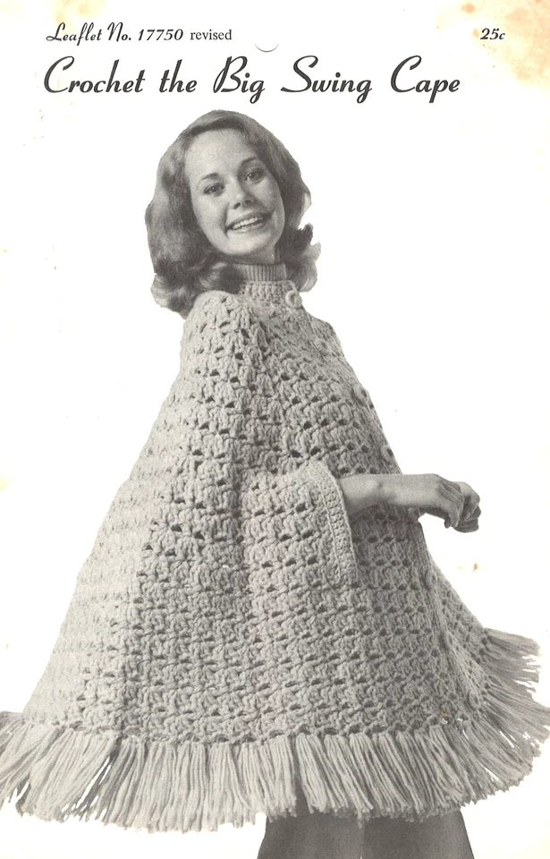 RARO/DE COLECCIÓN Capa Big Swing/Patrón Crochet SOLO INSTRUCCIONES Foto 1 de 1