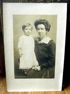 Tolles altes antikes 4 x 6 1/4 Zoll Foto schöne Mutter & Kind schönes HL - Bild 1 von 1