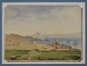 [CHILE] Pritchett BJ. Original Aquarell zeigt den Hafen von Coquimbo. 1851 - Bild 1 von 3