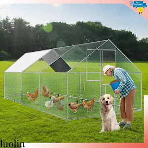 19.8x9.8x 6.5′ Metal Chicken Coop Walk-in Poultry Cage Hen Run House Rabbit Cage - Picture 1 of 8