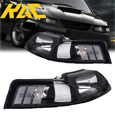 Headlights Assembly For 2001-2004 Ford Mustang Chrome Driver and Passenger Side - Image 1 of 4