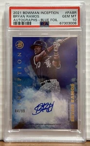 2021 Bowman Inception PABR Bryan Ramos Autograph-Blue Foil PSA GM MT 10 RC SOX - Picture 1 of 2
