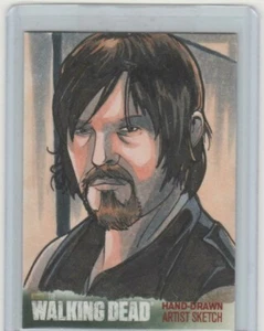 WALKING DEAD SEASON 4 DARYL DIXON AP SKETCH CARD BY ARTIST RICH MOLINELLI  1/1! - Picture 1 of 2