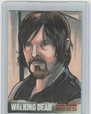 WALKING DEAD SEASON 4 DARYL DIXON AP SKETCH CARD BY ARTIST RICH MOLINELLI  1/1! - Image 1 of 2