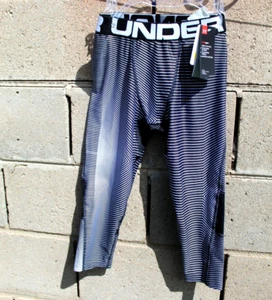 Under Armour leggings stretch pants small ymd medium black white capri OFFER new - Picture 1 of 5
