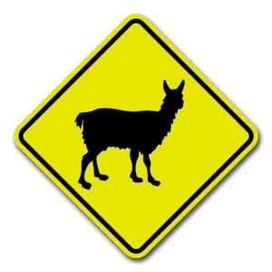 Llama Alpaca Crossing Yellow Aluminum Sign Farm Animals Wool Caution Safety - Picture 1 of 5