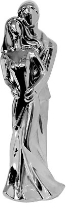 Wedding Couple Figurine Embracing Ceramic Chrome Silver Gloss Febland   CP148SV - Image 1 of 3