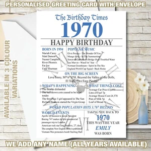 1970  back in Birthday Personalised UK Facts Newspaper Greeting Card 242 - Picture 1 of 15