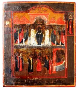 RARE 19c RUSSIAN ORTHODOX BIG ICON POKROV silver - Picture 1 of 4