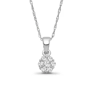 Sterling Silver 1/4 Cttw Diamond Pendant Necklace 18" Silver Chain for Women - Picture 1 of 6