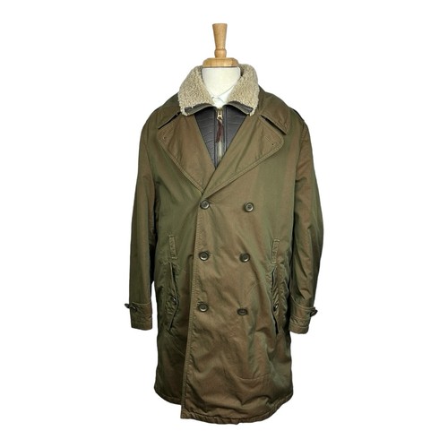 Burberry Brit Dbl trincea impermeabile con cerniera petto verde taglia 2XL