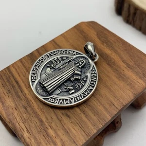 925 Sterling Silver Catholic St Benedict Medal Necklace Pendant Bracelet Charm - Picture 1 of 5