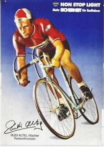 Original vintage poster RUDI ALTIG 4x CYCLE WORLD CHAMPION c.1970 - Imagen 1 de 1