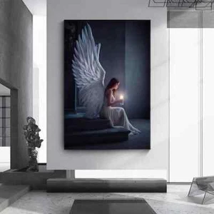 Poster Quadro Tela Decorazione Parete Angelo Ragazza Portacandele Stampe Arte Da Murale - Foto 1 di 5