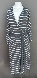 Baby Be Mine Morgenmantel grau gestreift Umstandsmode & Wochenbett Lounge Taschen Gürtel - Bild 1 von 13