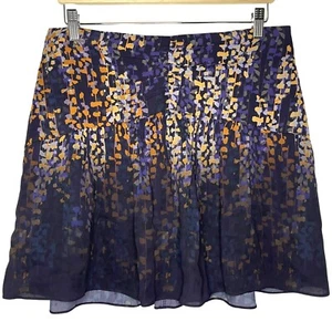 Reiss Alana Printed Mini Skirt Womens 10 Blue Viscose Coco Moon Ombre Lined Zip - Picture 1 of 20