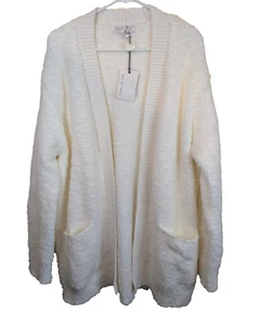 Barefoot Dreams CozyChic Rippstrick Cardigan vorne offen Perlen Taschen Gr. XL - Bild 1 von 8
