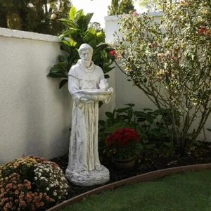 St Francis Statue Saint Assisi Figurine Patron Garden Bird Bath Religious Art 45 - Picture 1 of 12