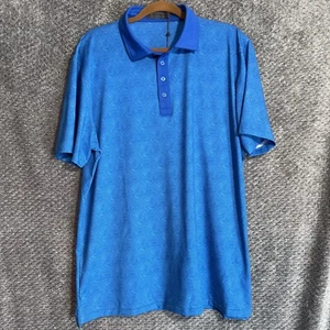 G/Fore Logo Abstract Spiral ULT BLUE Tech Polo Golf Shirt Men’s Size XXL NEW - Picture 1 of 10