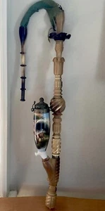Seltene ausgefallene Vintage Pfeife mit handbemalter Porzellanschale/ Knochen oder Geweih/ Germany - Bild 1 von 8