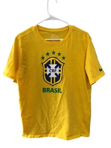 The Nike Tee CBF Brazil National Soccer Team Yellow T-shirt Large Mens - Picture 1 of 3
