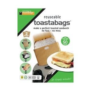 Toaster Bags 2 Pack Toastie Sandwich Toast Bags Pockets No Fuss Or Mess Reusable - Picture 1 of 5