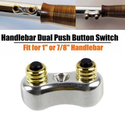 Retro Latón y Plata Doble Mini 1" o 7/8" Manillar Pulsador Kit Para  Foto 1 de 4