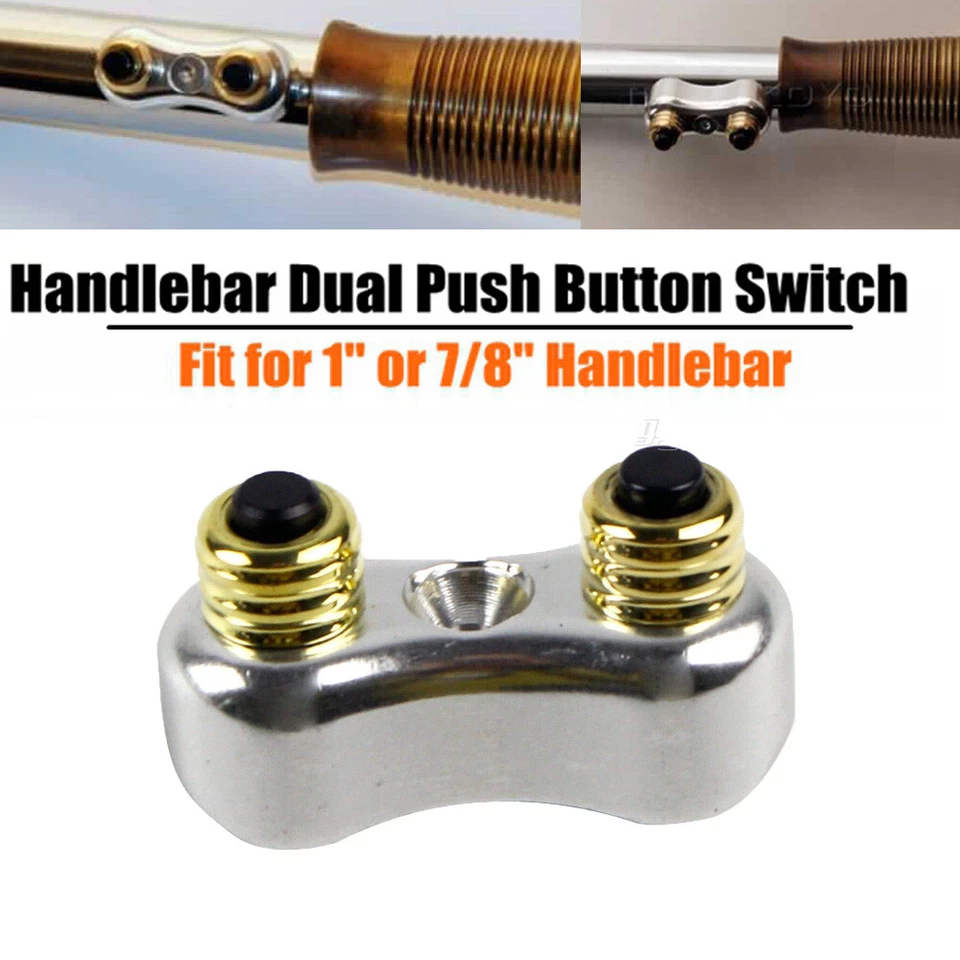 Retro Latón y Plata Doble Mini 1" o 7/8" Manillar Pulsador Kit Para  Foto 1 de 4